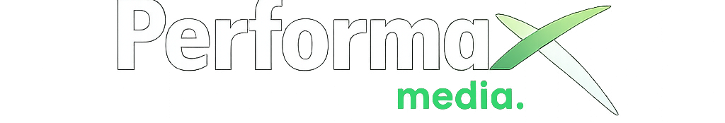 Performax Media Logo White Colored PNG